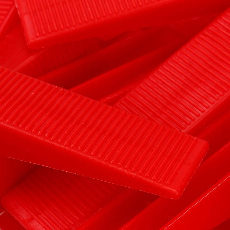 FUNSUEI 600 PCS Tile Leveling Wedges, Reusable Wedges, DIY Leveling System Wedges for Tile and Stone Installation, Fits 1/8, 1/16, 1/32 Inch Spacers, Red - Image 3